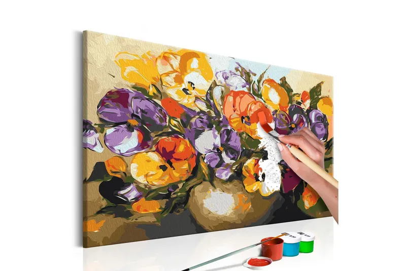Gör-det-själv Målningar Vase Of Pansies 60x40 cm - Artgeist sp. z o. o. — Artgeist sp. z o. o.