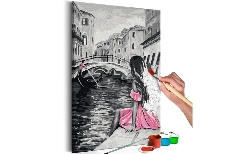 Gör-det-själv Målningar Venice A Girl In Pink 40x60 cm - Artgeist sp. z o. o. — Artgeist sp. z o. o.