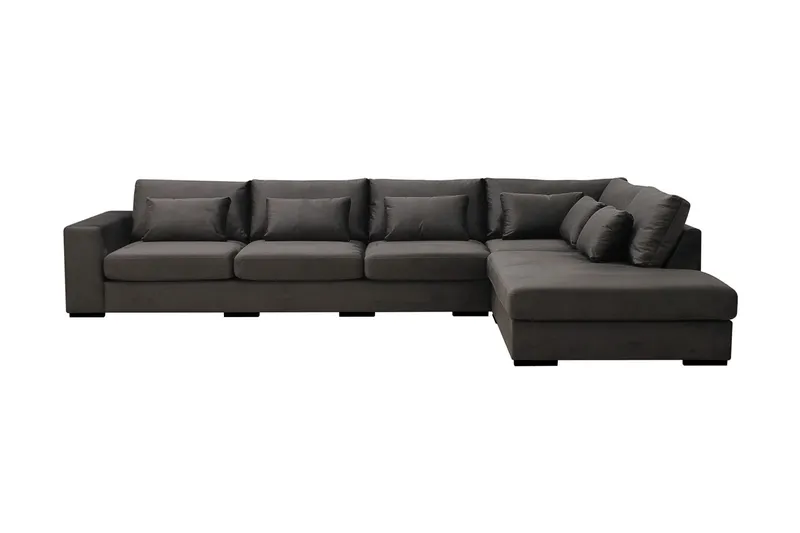 Grande 5-sits Soffa med Schäslong Höger - Mörkgrå Sammet — Scandinavian Choice