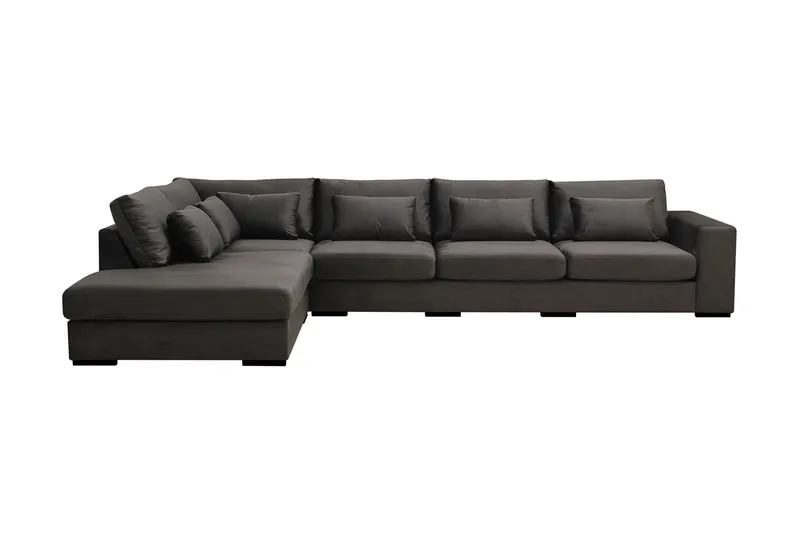 Grande 5-sits Soffa med Schäslong Vänster - Mörkgrå Sammet — Scandinavian Choice