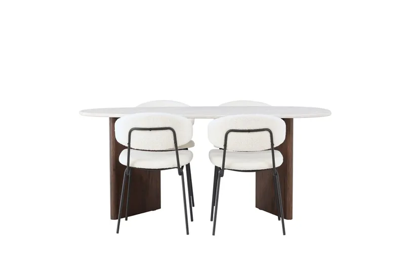 Grönvik Matgrupp 180 cm Oval med 4 Chico Stolar - Mocca — Venture Home