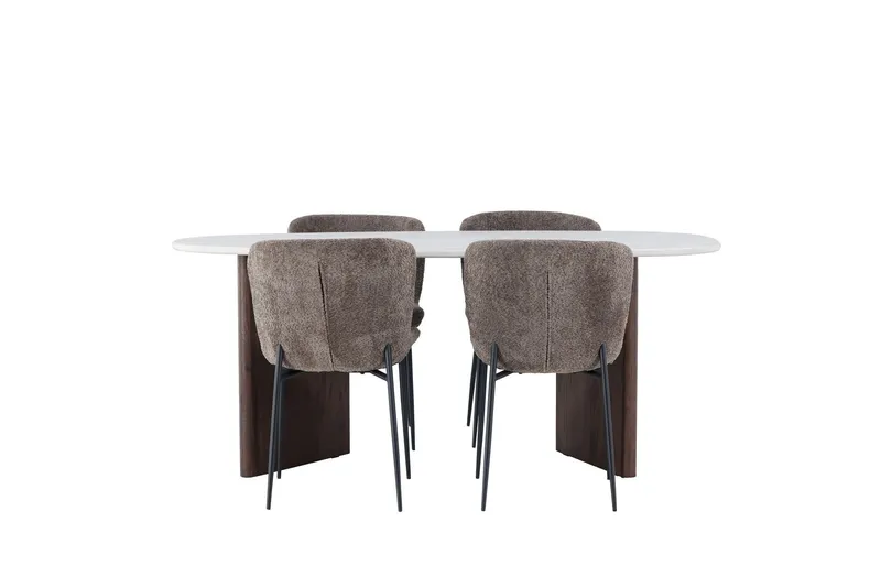Grönvik Matgrupp 180 cm Oval med 4 Modesto Stolar - Mocca — Venture Home