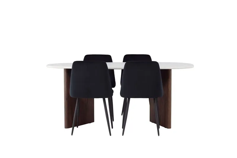 Grönvik Matgrupp 180 cm Oval med 4 Night Stolar - Mocca — Venture Home