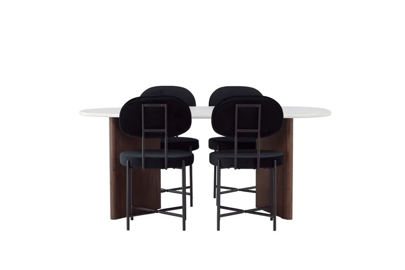 Grönvik Matgrupp 180 cm Oval med 4 Stella Stolar - Mocca — Venture Home