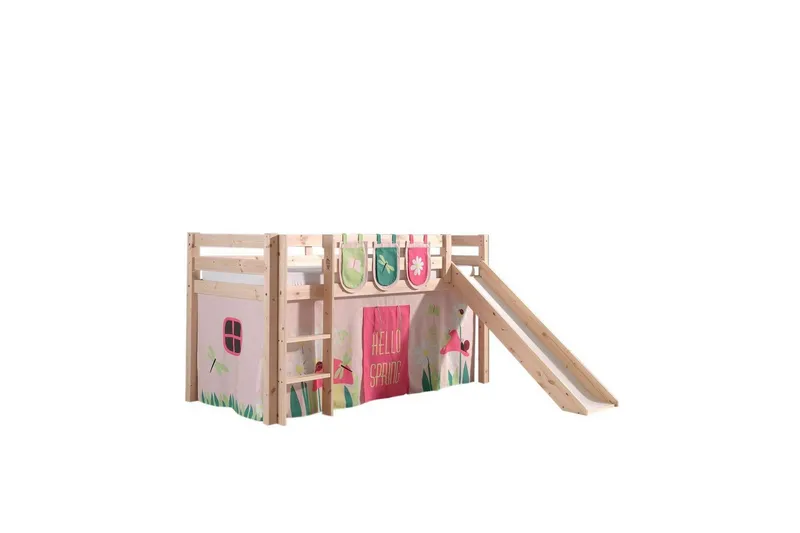 Halvhöjdssäng med gardin Pino Spring Naturlig, Naturlig, Med rutschkana, Utan tunnel, 3 - Naturlig, Naturlig, Med rutschkana, Utan tunnel, 3 — Naturlig, Naturlig, Med rutschkana, Utan tunnel, 3