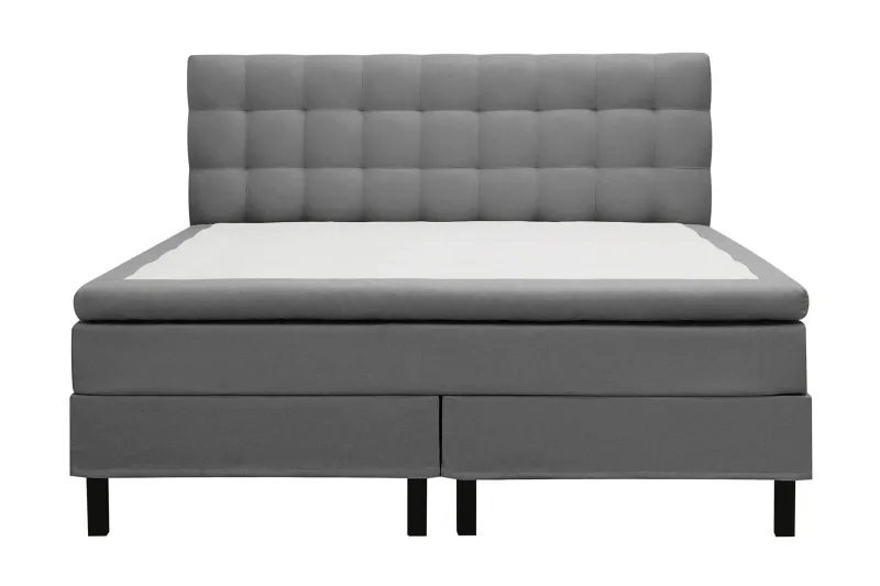 Hilton Komplett Sängpaket 180x200 cm Kontinentalsäng med rutad sänggavel - Grå (Art.nr 3079906) — Bedly