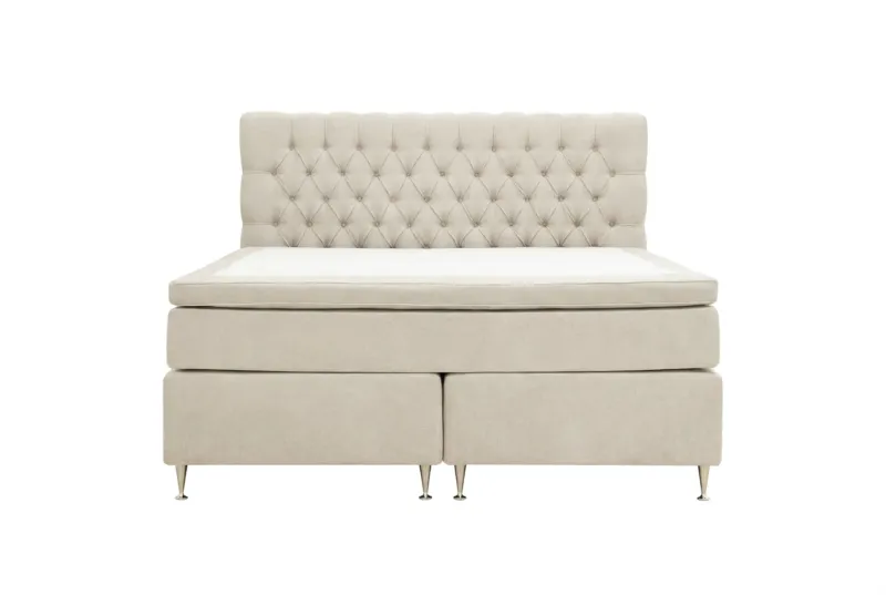 Hilton Lyx Komplett Sängpaket 160x200 cm Kontinentalsäng med knappad sänggavel i chenille - Beige — Berg & Strand