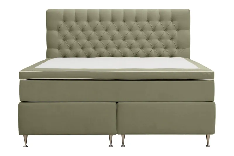 Hilton Lyx Komplett Sängpaket 160x200 cm Kontinentalsäng med knappad sänggavel i sammet - Olivgrön / Sammet — Berg & Strand