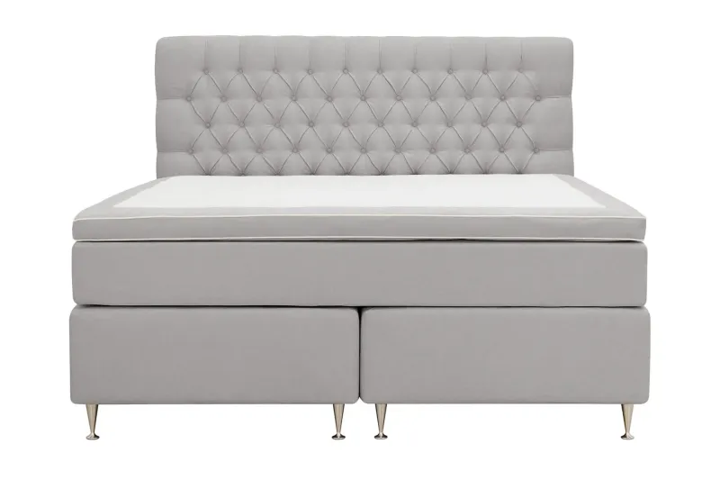 Hilton Lyx Komplett Sängpaket 180x200 cm Kontinentalsäng med knappad sänggavel - Grå — Berg & Strand