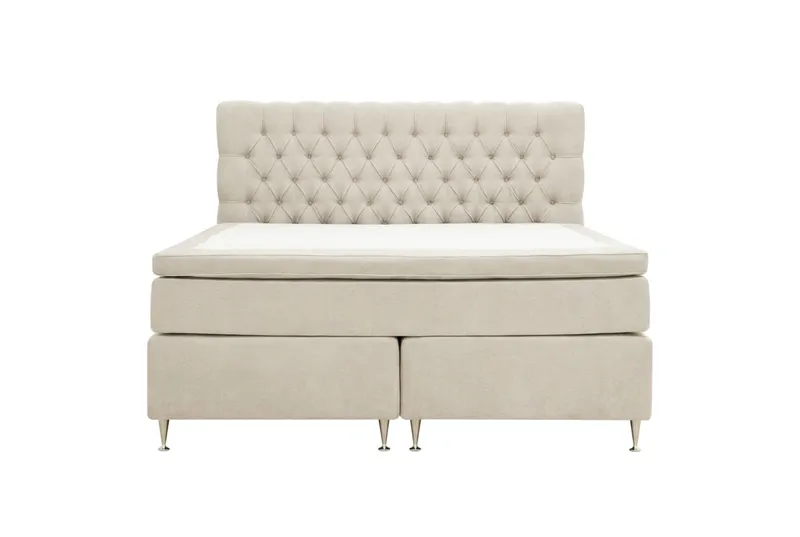 Hilton Lyx Komplett Sängpaket 180x200 cm Kontinentalsäng med knappad sänggavel i chenille - Beige — Berg & Strand