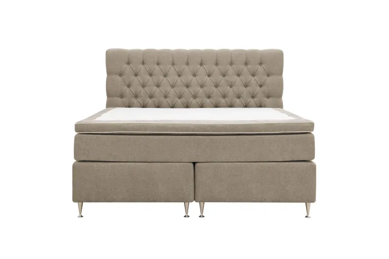 Hilton Lyx Komplett Sängpaket 180x200 cm Kontinentalsäng med knappad sänggavel i chenille - Brun — Berg & Strand