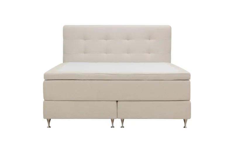 Hilton Premium Komplett Sängpaket 160x200 cm Kontinentalsäng med Sänggavel - Ljusbeige Bouclé (Art.nr 3105019) — Berg & Strand