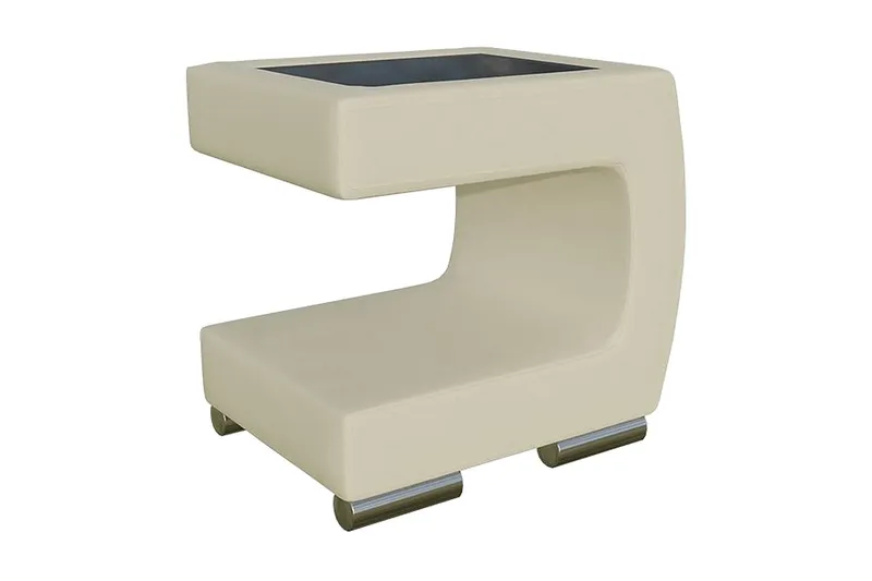 Honstad Sängbord 32 cm Höger - Konstläder/Glas/Beige/Svart — Konstläder/Glas/Beige/Svart