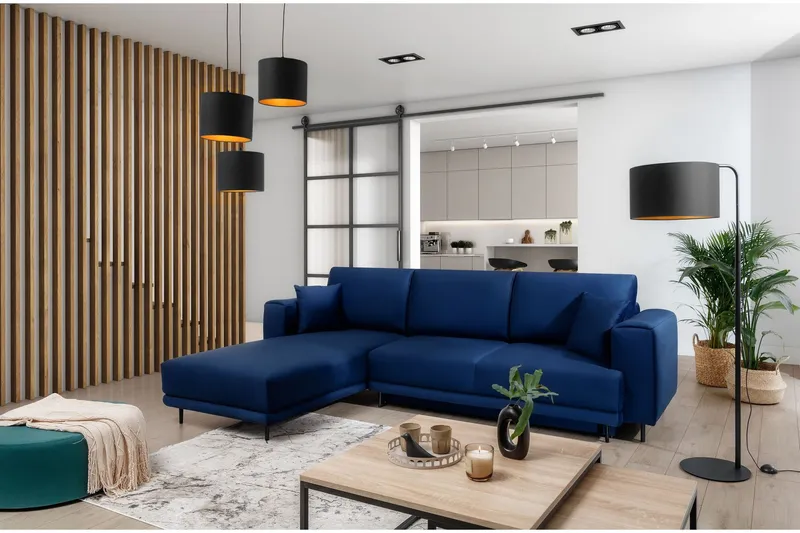 Hopland 3-sits Bäddsoffa m. Divan med Förvaring - Blå (Art.nr 1767181) — Blå