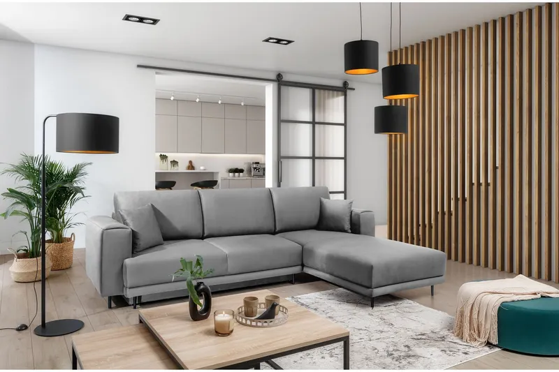 Hopland 3-sits Bäddsoffa m. Divan med Förvaring - Grå (Art.nr 1767187) — Grå