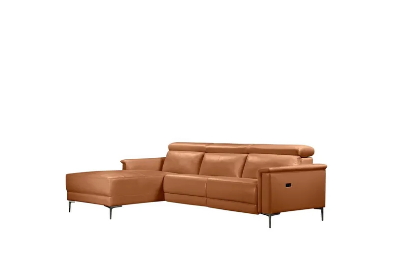 Hörnsoffa 3-sits Lund Cognac, Läder/PU, Vänster Elektrisk Fåtölj - Cognac, Läder/PU, Vänster Elektrisk Fåtölj — Loft24
