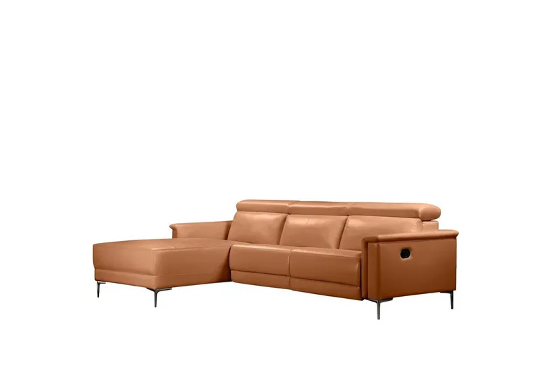 Hörnsoffa 3-sits Lund Cognac, PU, Vänster Manuell Fåtölj - Cognac, PU, Vänster Manuell Fåtölj — Loft24