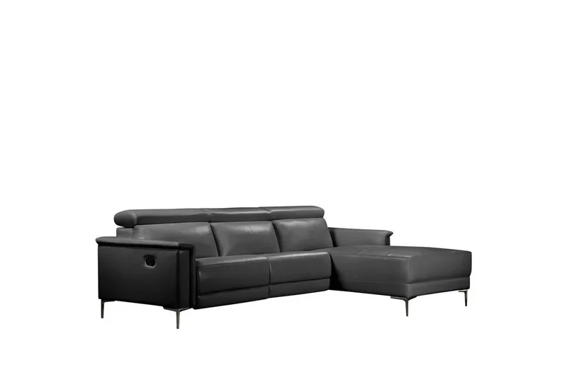Hörnsoffa 3-sits Lund Svart, Läder/PU, Höger manuell vilstol - Svart, Läder/PU, Höger manuell vilstol — Loft24