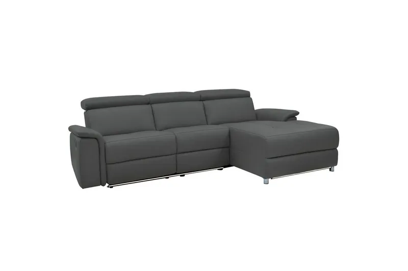 Hörnsoffa 3-sits Pareli Grå, Läder/PU, Höger manuell vilstol - Grå, Läder/PU, Höger manuell vilstol — Loft24