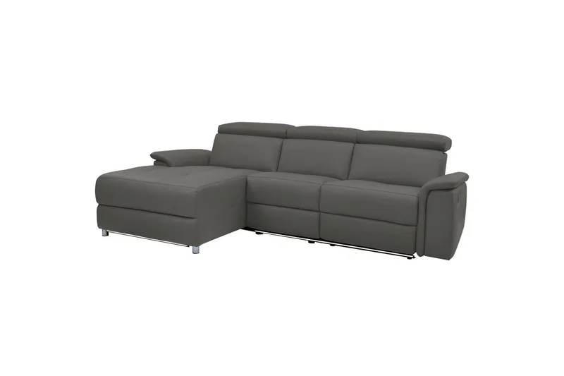 Hörnsoffa 3-sits Pareli Grå, Läder/PU, Vänster Manuell Fåtölj - Grå, Läder/PU, Vänster Manuell Fåtölj — Loft24