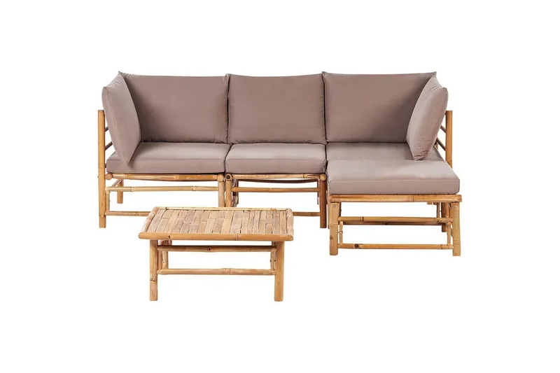 Hörnsoffa Cerreto Beige/ljust trä, 4-Sits - Beige/ljust trä, 4-Sits — Beige/ljust trä, 4-Sits