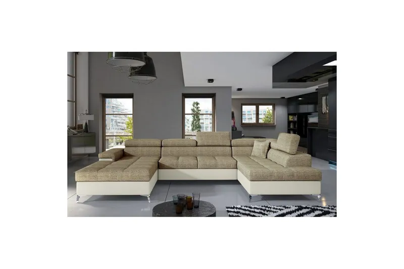 Hörnsoffa Eltap Eduardo 337x205x88 cm - Berlin 03, Mjuk 33, Beige, Höger — Berlin 03, Mjuk 33, Beige, Höger