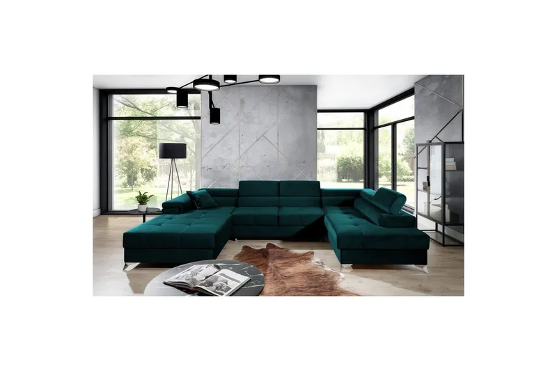 Hörnsoffa Eltap Eduardo 337x205x88 cm - Kronos 04, Grön, Höger — Kronos 04, Grön, Höger