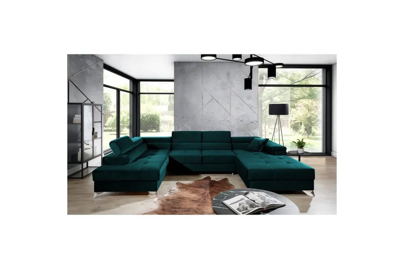 Hörnsoffa Eltap Eduardo 337x205x88 cm - Kronos 04, Grön, Vänster — Kronos 04, Grön, Vänster