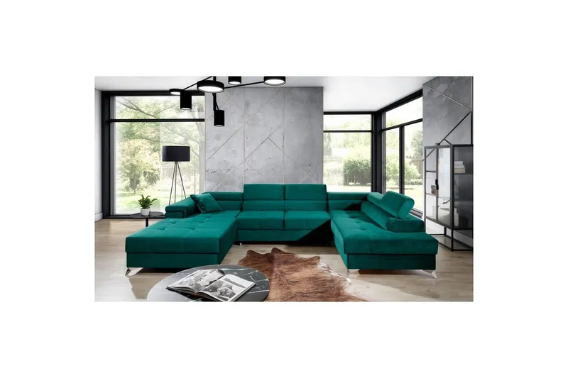 Hörnsoffa Eltap Eduardo 337x205x88 cm - Kronos 19, Mörkgrön, Höger — Kronos 19, Mörkgrön, Höger