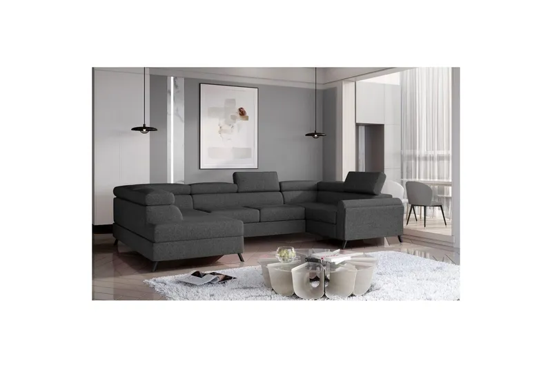 Hörnsoffa Eltap Escada 336x200x92 cm - Inari 96, Mörkgrå, Vänster — Inari 96, Mörkgrå, Vänster