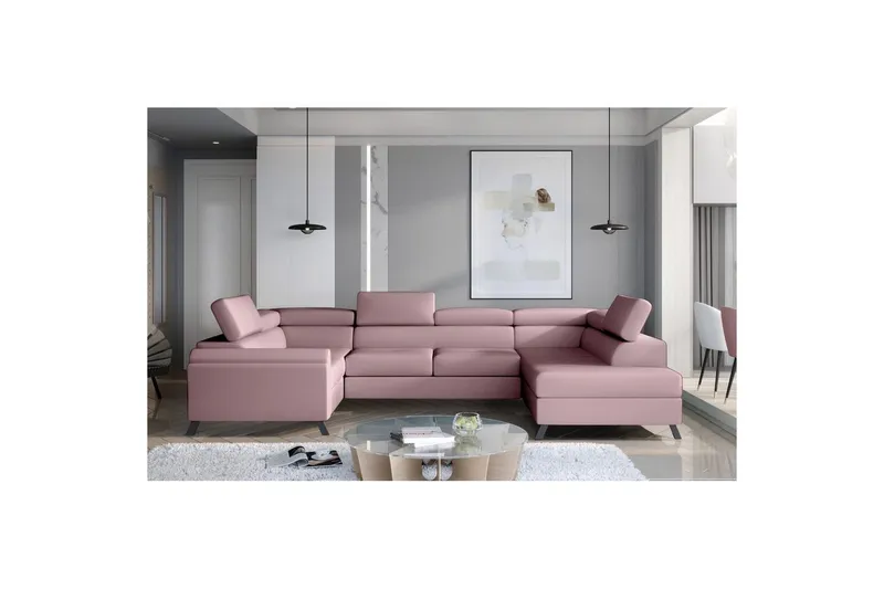 Hörnsoffa Eltap Escada 336x200x92 cm - Monolith 63, Rosa, Höger — Monolith 63, Rosa, Höger