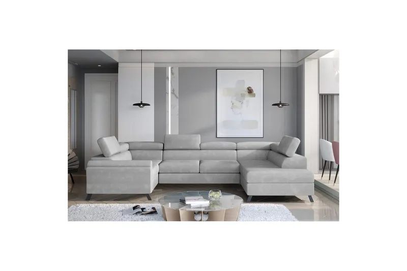 Hörnsoffa Eltap Escada 336x200x92 cm - Paros 05, Ljusgrå, Höger — Paros 05, Ljusgrå, Höger
