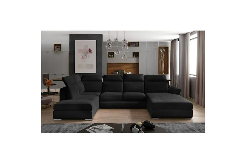 Hörnsoffa Eltap Evanell 336x211x102 cm - Mat Sammet 99, Blå, Höger — Mat Sammet 99, Blå, Höger