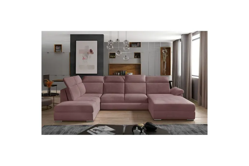 Hörnsoffa Eltap Evanell 336x211x102 cm - Monolith 63, Rosa, Höger — Monolith 63, Rosa, Höger