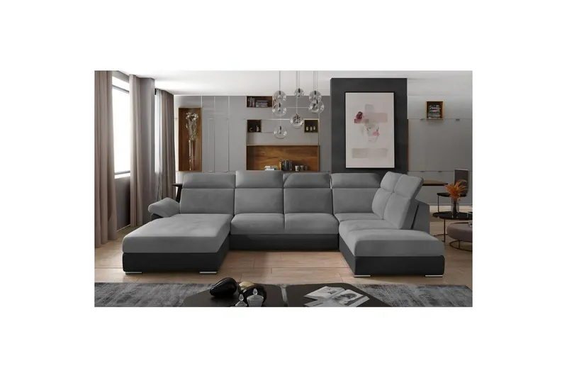 Hörnsoffa Eltap Evanell 336x211x102 cm - Monolith 84, Monolith 97, Ljusgrå, Mörkgrå, Vänster — Monolith 84, Monolith 97, Ljusgrå, Mörkgrå, Vänster