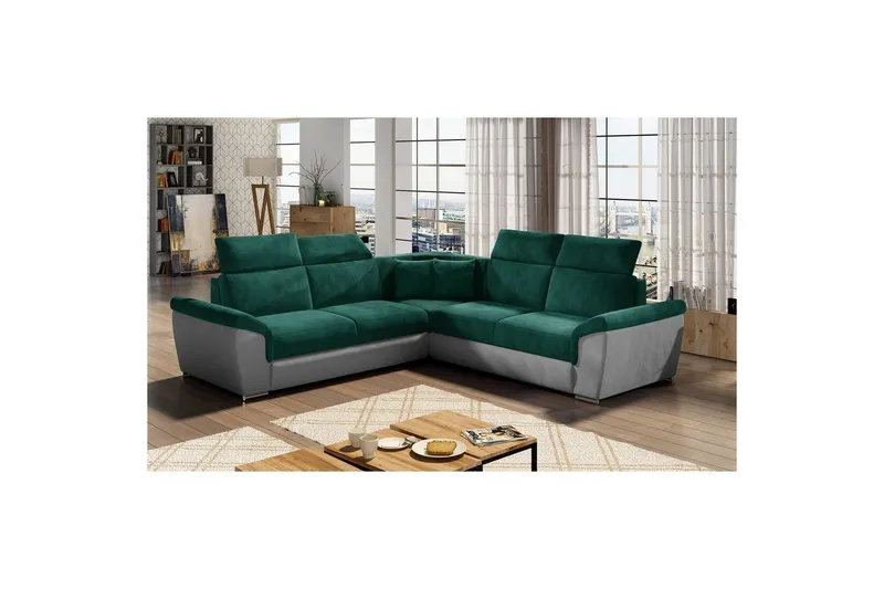 Hörnsoffa Eltap Federico 266x102x266 cm - Kronos 19, Paros 05, Mörkgrön, Universell — Kronos 19, Paros 05, Mörkgrön, Universell