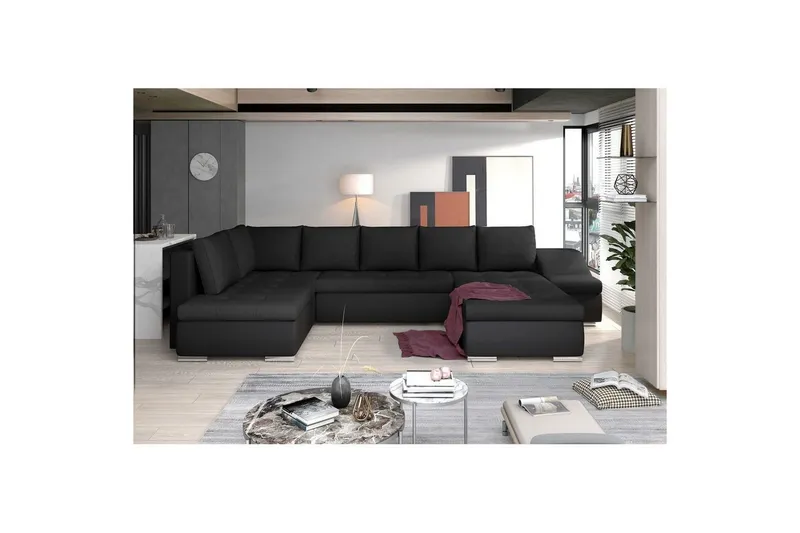 Hörnsoffa Eltap Giovanni 351x82x190 cm - Sawana 14, Soft 11, Svart, Höger — Sawana 14, Soft 11, Svart, Höger