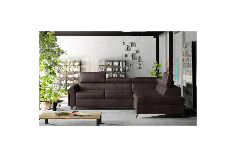 Hörnsoffa Eltap Kairos 265x200x92 cm - Mat Velvet 29, Brun, Höger — Mat Velvet 29, Brun, Höger