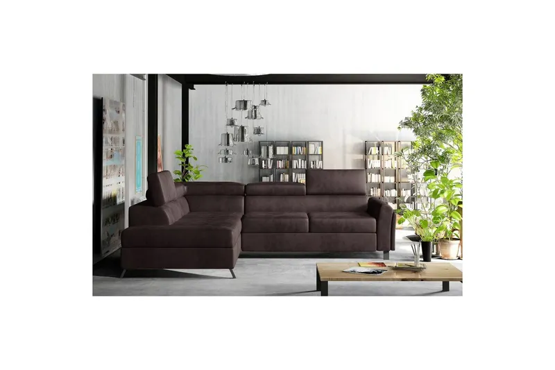 Hörnsoffa Eltap Kairos 265x200x92 cm - Mat Velvet 29, Brun, Vänster — Mat Velvet 29, Brun, Vänster