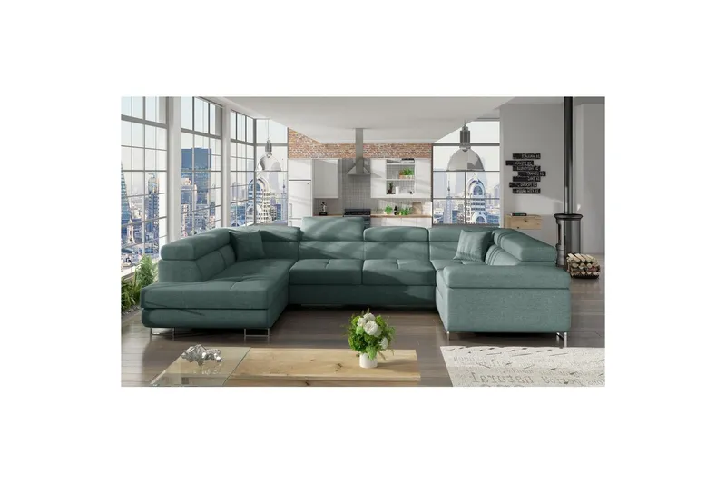 Hörnsoffa Eltap Letto 340x202x90 cm - Överdrag 70, blå, Vänster — Överdrag 70, blå, Vänster