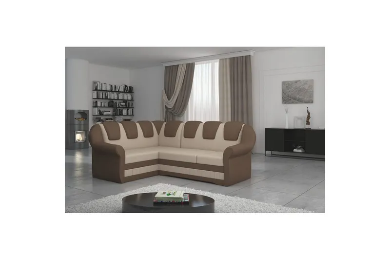 Hörnsoffa Eltap Lord II 243x195x112 cm - Jasmine 22, Soft 15, Beige, Brun, Vänster — Jasmine 22, Soft 15, Beige, Brun, Vänster