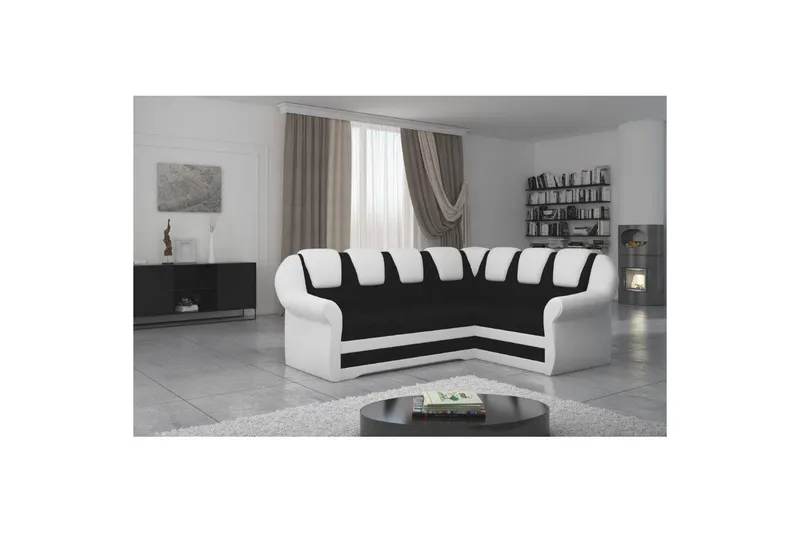 Hörnsoffa Eltap Lord II 243x195x112 cm - Sawana 14, Soft 17, Svart, Vit, Höger — Sawana 14, Soft 17, Svart, Vit, Höger