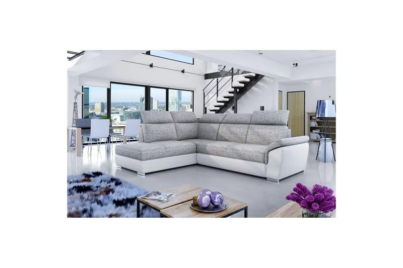 Hörnsoffa Eltap Loreto 260x210x102 cm - Berlin 01, Soft 17, Grå, Vit, Vänster — Berlin 01, Soft 17, Grå, Vit, Vänster