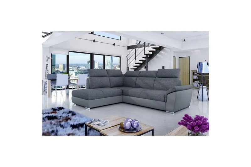Hörnsoffa Eltap Loreto 260x210x102 cm - Inari 96, Soft 29, Mörkgrå, Grå, Vänster — Inari 96, Soft 29, Mörkgrå, Grå, Vänster