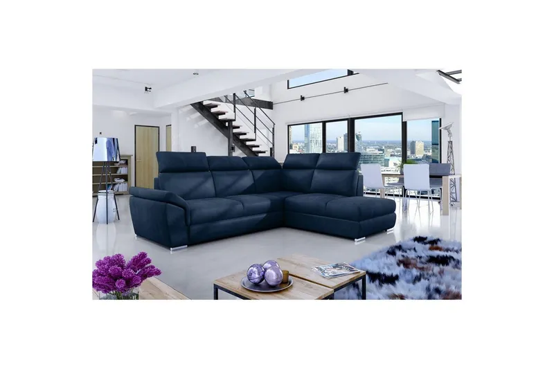Hörnsoffa Eltap Loreto 260x210x102 cm - Monolit 77, Blå, Höger — Monolit 77, Blå, Höger