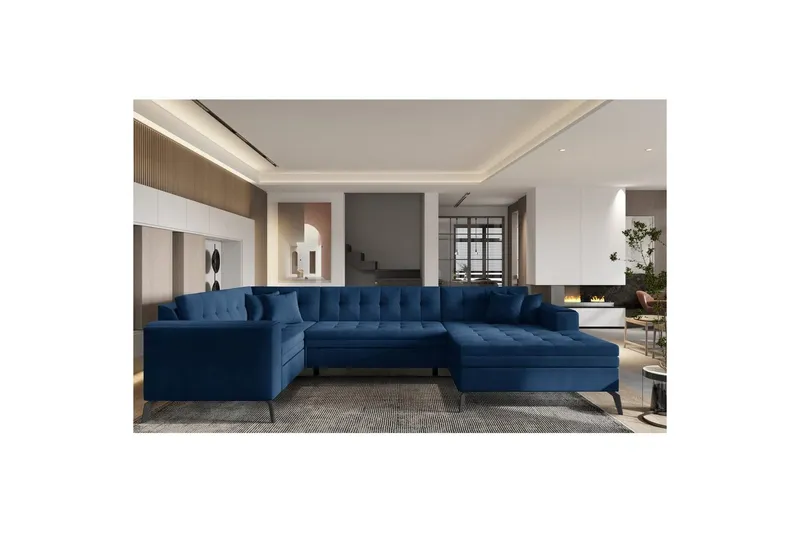 Hörnsoffa Eltap Montez 340x180x93 cm - Nube 40, Blå, Höger — Nube 40, Blå, Höger