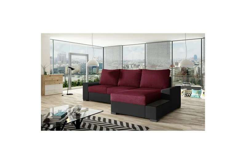 Hörnsoffa Eltap Negro 245x165x90 cm - Malmo 63, Soft 11, Röd, Svart, Höger — Malmo 63, Soft 11, Röd, Svart, Höger