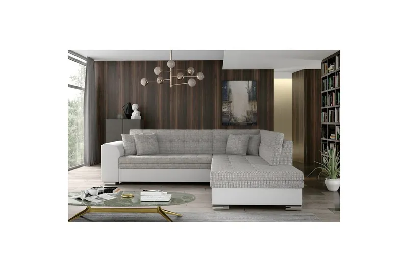 Hörnsoffa Eltap Pieretta 260x207x78 cm - Berlin 01, Soft 17, Grå, Vit, Höger — Berlin 01, Soft 17, Grå, Vit, Höger
