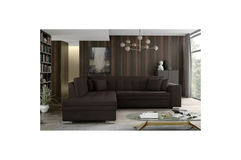 Hörnsoffa Eltap Pieretta 260x207x78 cm - Jasmine 29, Brun, Vänster — Jasmine 29, Brun, Vänster