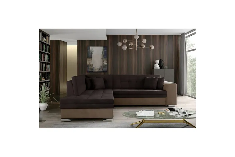 Hörnsoffa Eltap Pieretta 260x207x78 cm - Monolith 29, Monolith 09, Brun, Mörkbeige, Vänster — Monolith 29, Monolith 09, Brun, Mörkbeige, Vänster